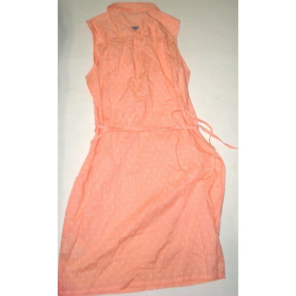 NWT New Womens Columbia Pink Peach Dot Dress PFG M White Pockets Cotton Rod Logo - Picture 9 of 10
